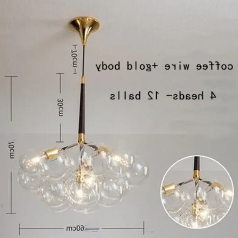 Lampadario a bolle trasparente vetro elegante - clowasit.com
