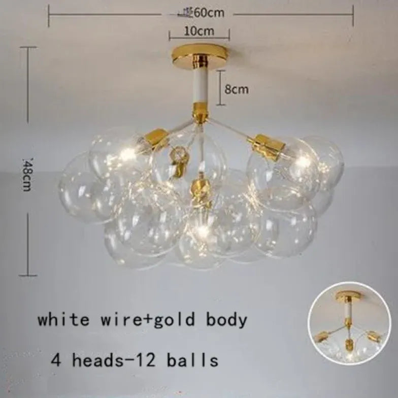Lampadario a bolle trasparente vetro elegante - clowasit.com