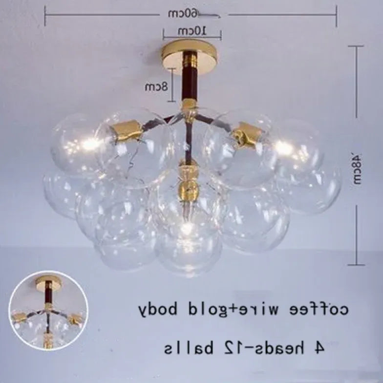 Lampadario a bolle trasparente vetro elegante - clowasit.com
