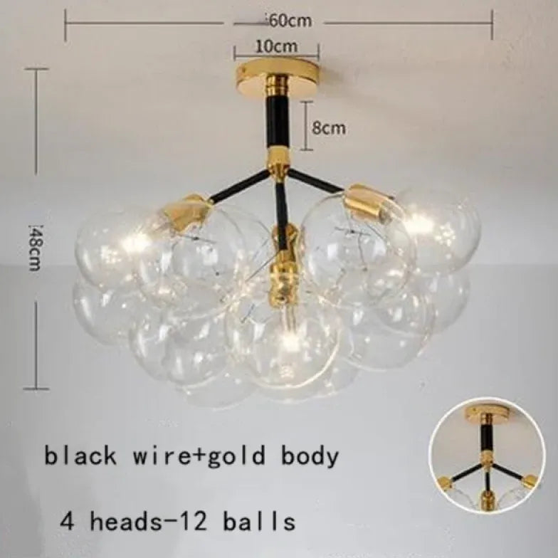 Lampadario a bolle trasparente vetro elegante - clowasit.com
