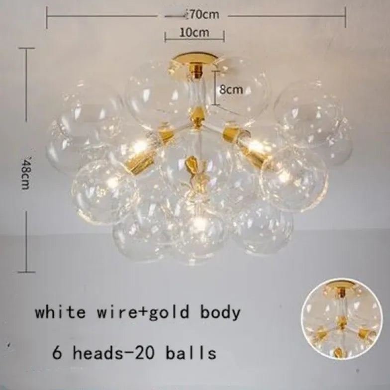 Lampadario a bolle trasparente vetro elegante - clowasit.com