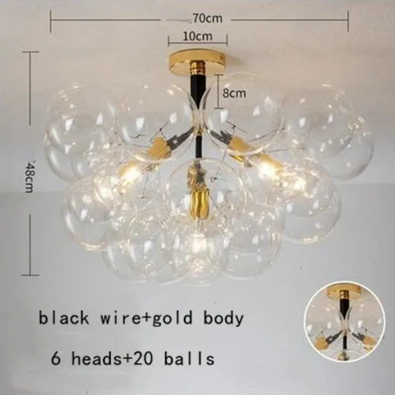 Lampadario a bolle trasparente vetro elegante - clowasit.com