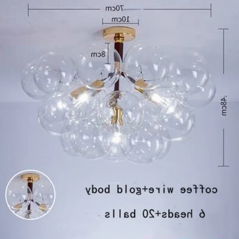 Lampadario a bolle trasparente vetro elegante - clowasit.com