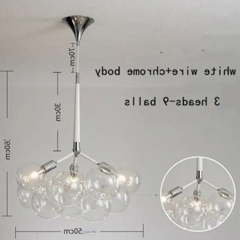 Lampadario a bolle trasparente vetro elegante - clowasit.com