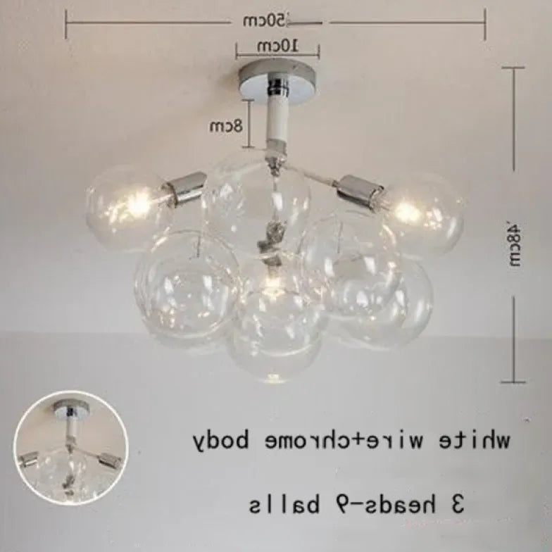 Lampadario a bolle trasparente vetro elegante - clowasit.com