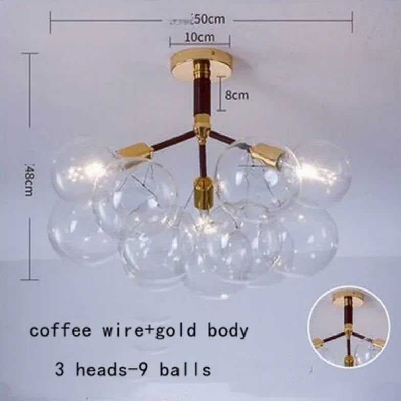 Lampadario a bolle trasparente vetro elegante - clowasit.com