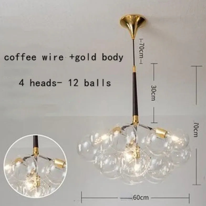 Lampadario a bolle trasparente vetro elegante - clowasit.com