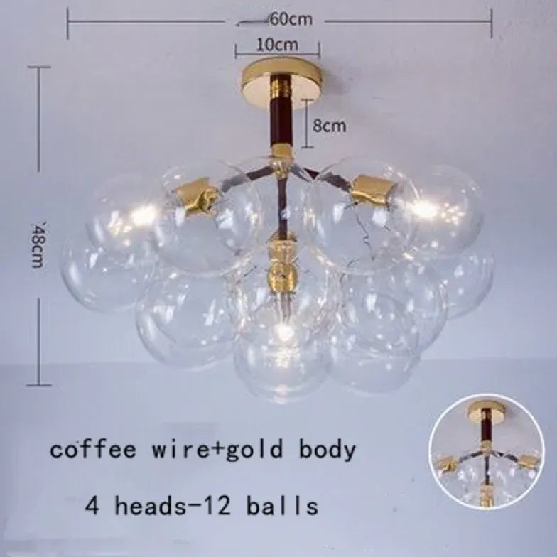 Lampadario a bolle trasparente vetro elegante - clowasit.com