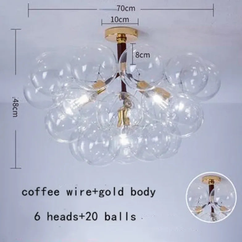 Lampadario a bolle trasparente vetro elegante - clowasit.com