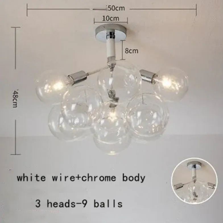 Lampadario a bolle trasparente vetro elegante - clowasit.com