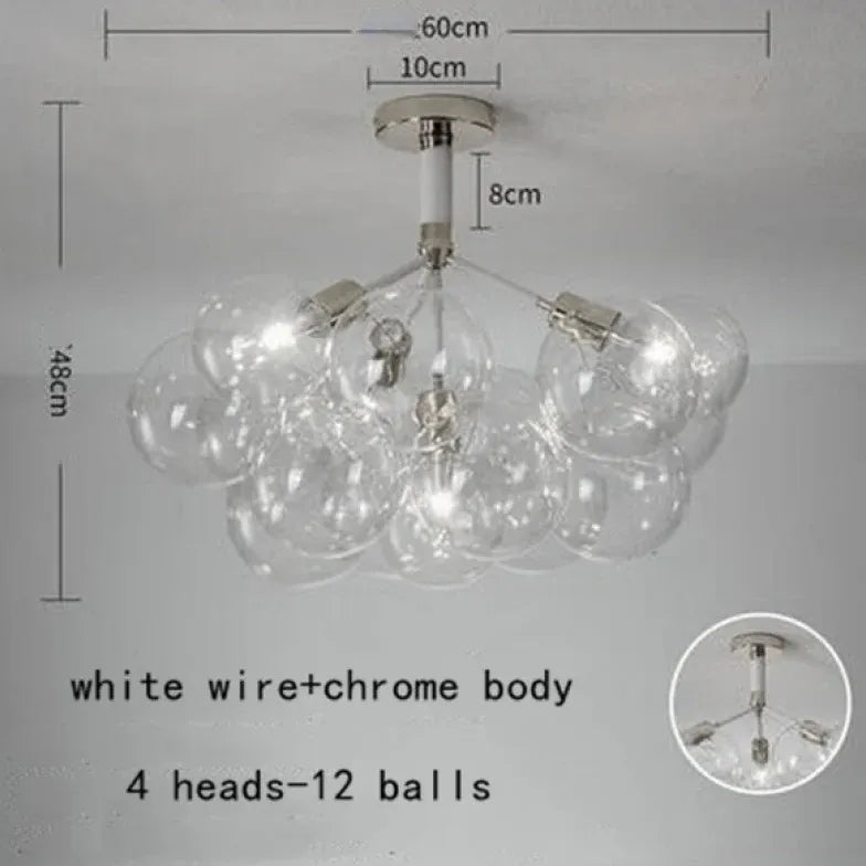 Lampadario a bolle trasparente vetro elegante - clowasit.com