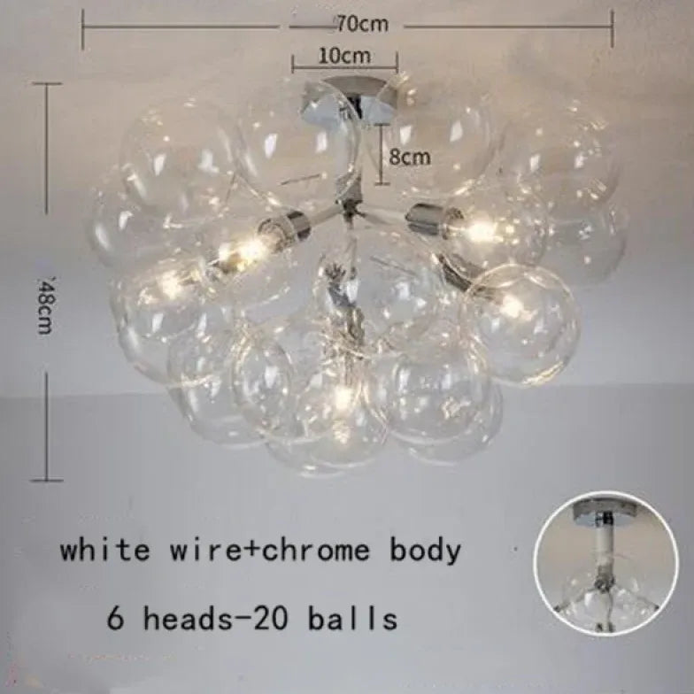 Lampadario a bolle trasparente vetro elegante - clowasit.com