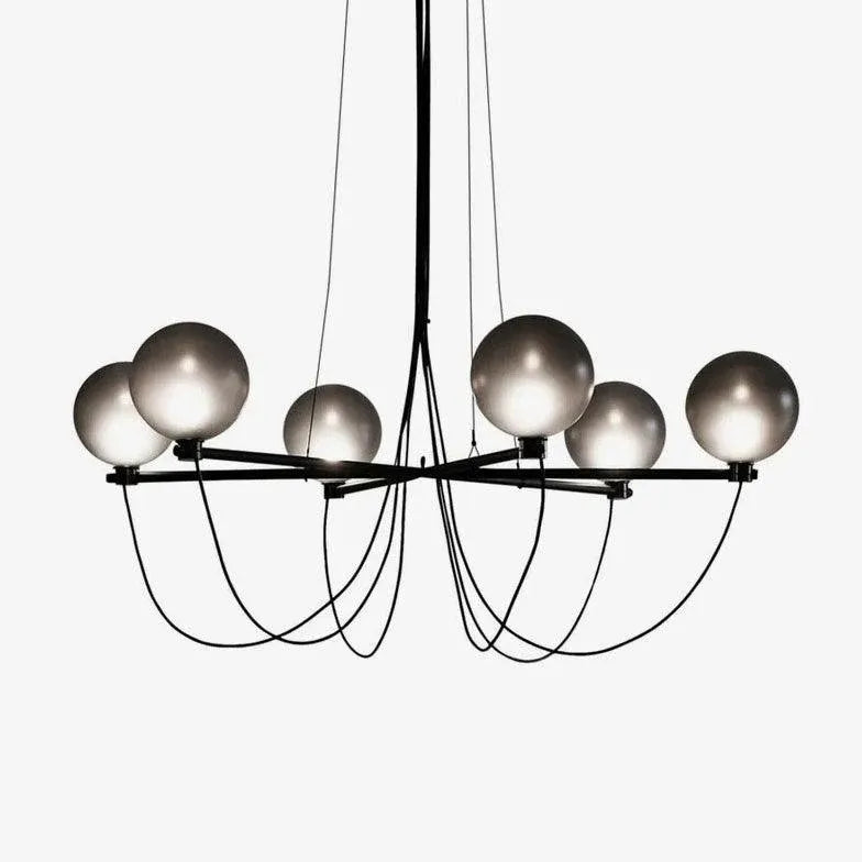 Lampadario in metallo nero vetro grigio moderno - clowasit.com