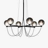 Lampadario in metallo nero vetro grigio moderno - clowasit.com