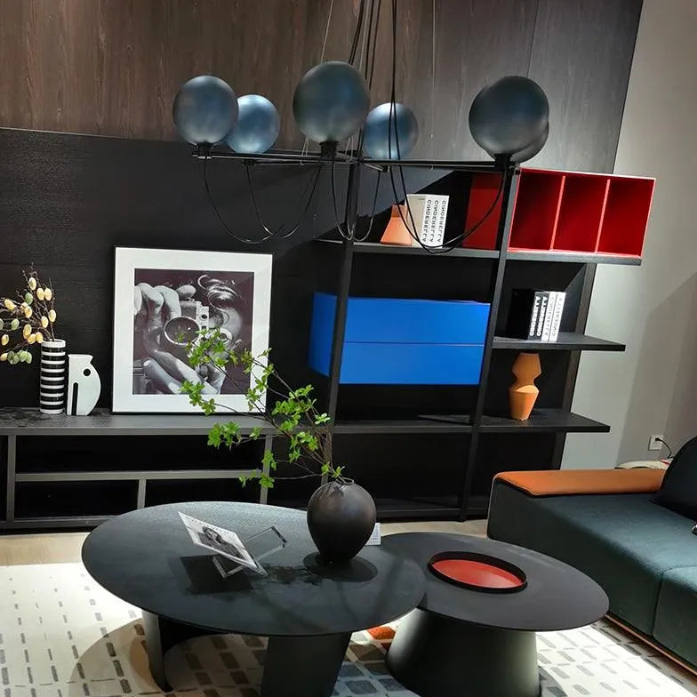 Lampadario in metallo nero vetro grigio moderno - clowasit.com