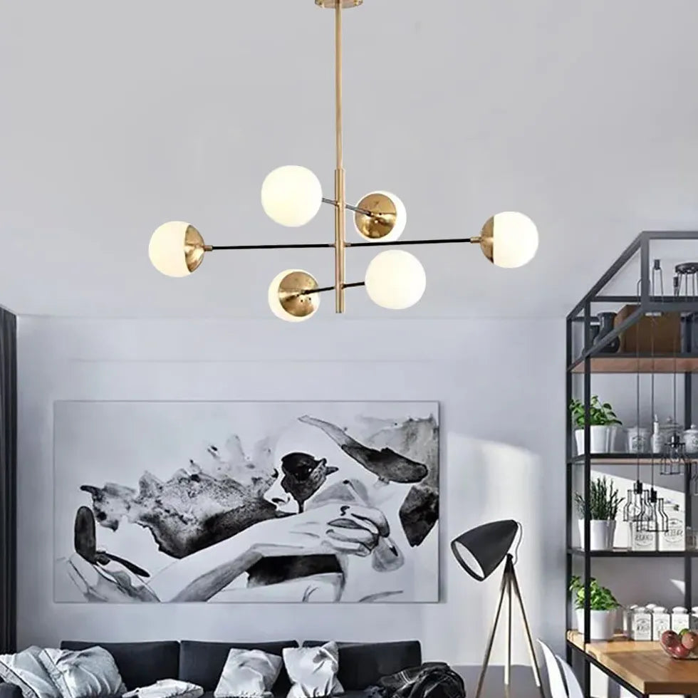Lampadario a sfere di vetro oro LED - clowasit.com