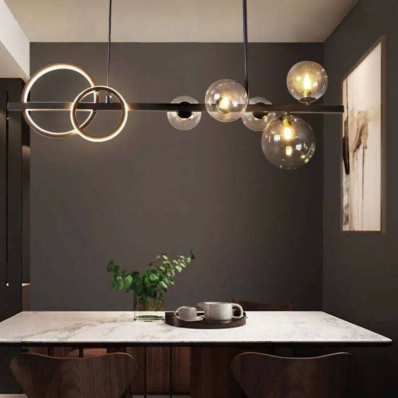 Lampadario lineare led sfere vetro - clowasit.com