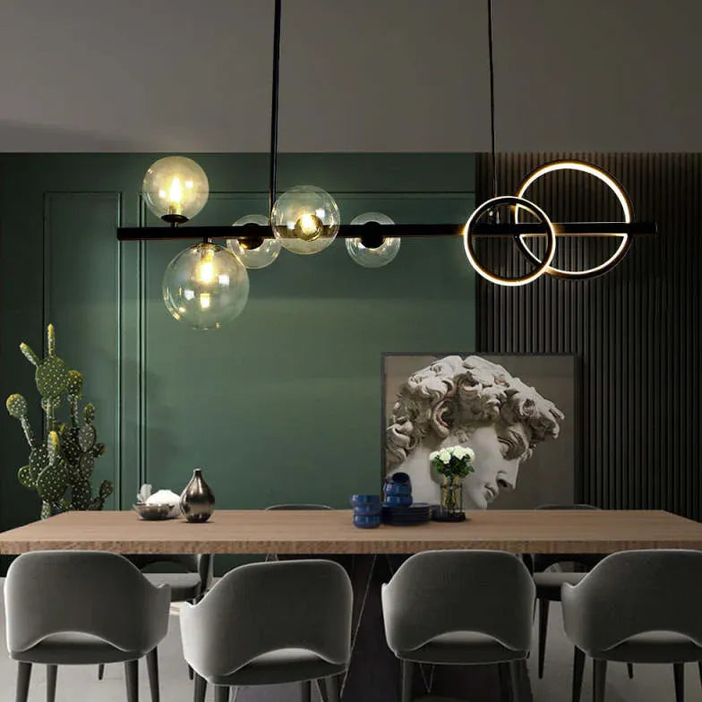 Lampadario lineare led sfere vetro - clowasit.com