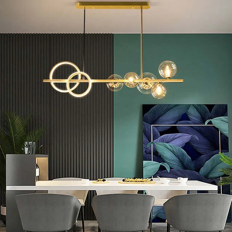 Lampadario lineare led sfere vetro - clowasit.com