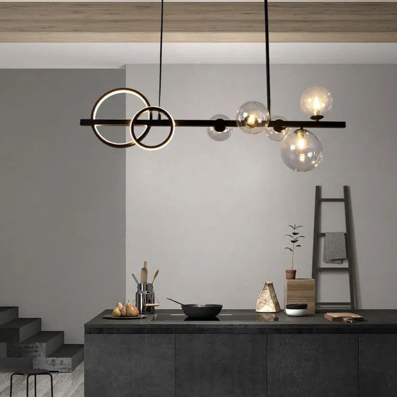 Lampadario lineare led sfere vetro - clowasit.com