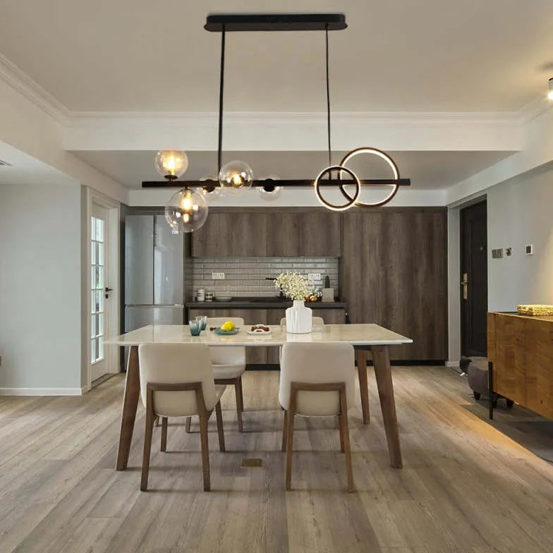 Lampadario lineare led sfere vetro - clowasit.com