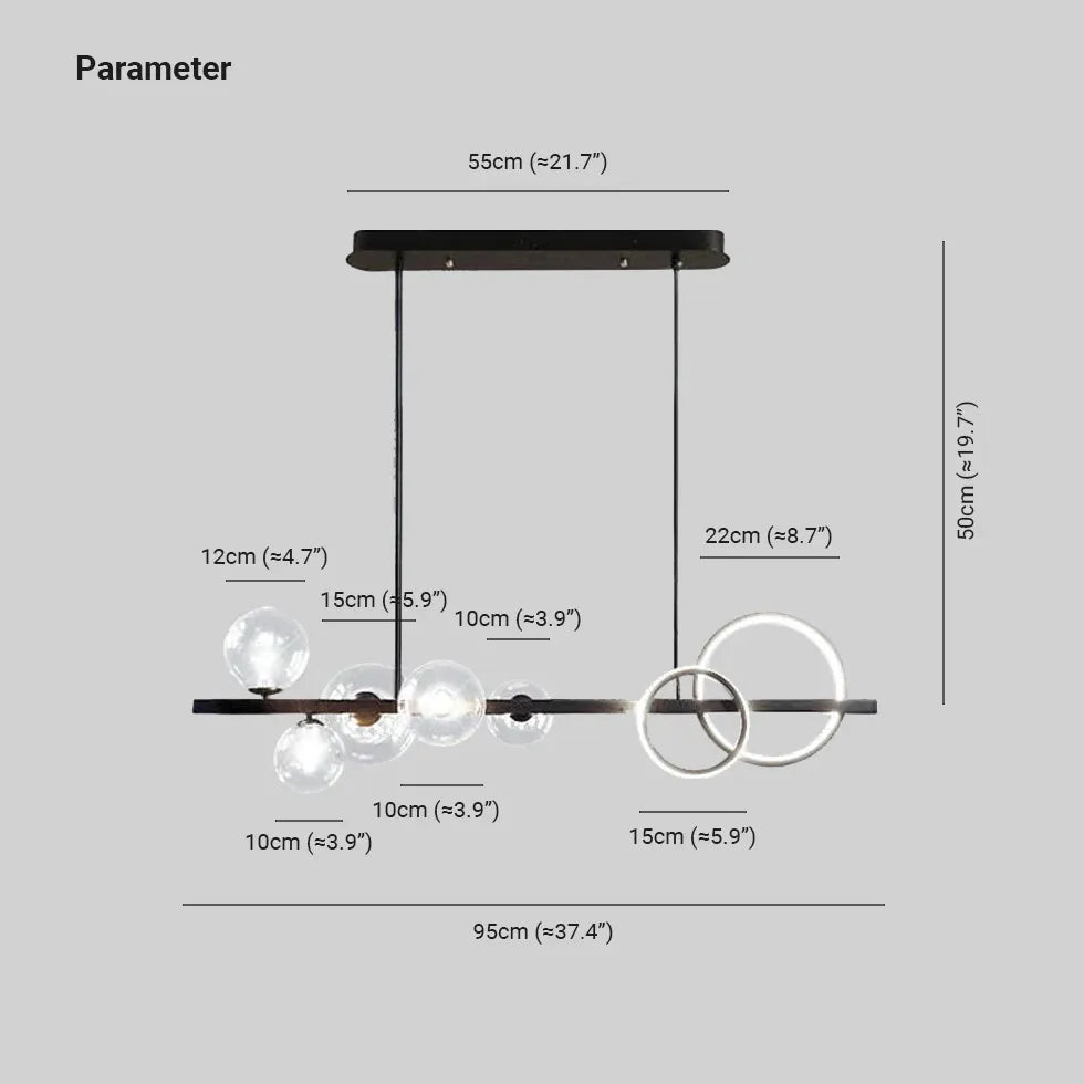 Lampadario lineare led sfere vetro - clowasit.com