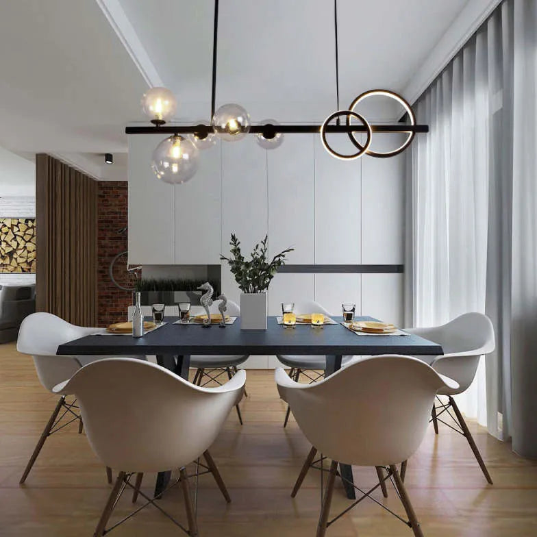 Lampadario lineare led sfere vetro - clowasit.com
