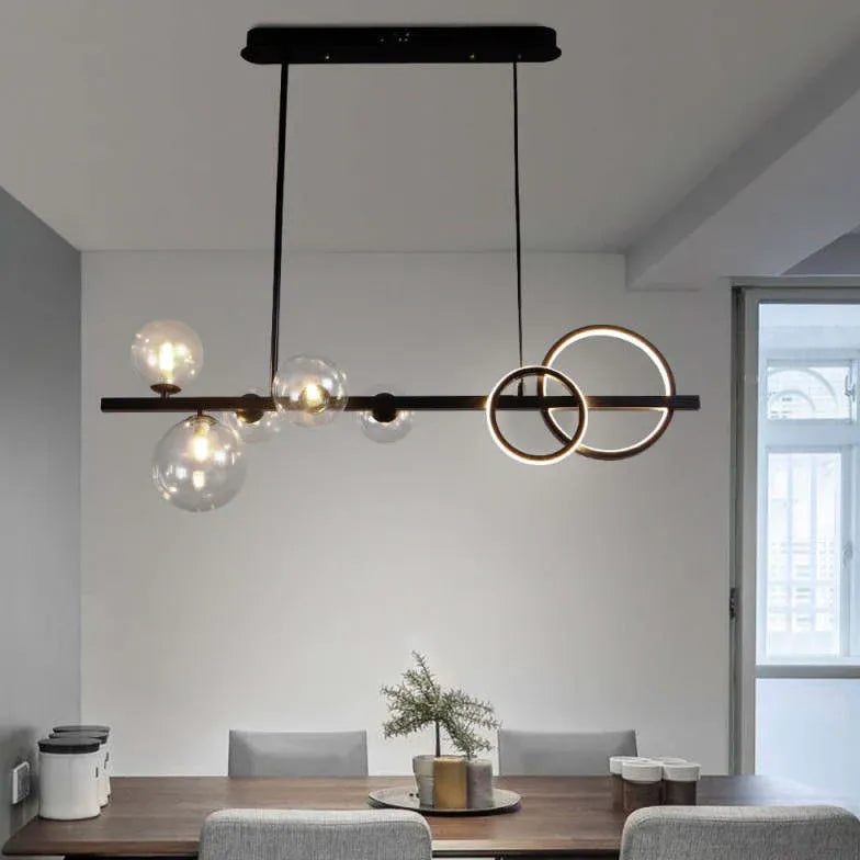Lampadario lineare led sfere vetro - clowasit.com