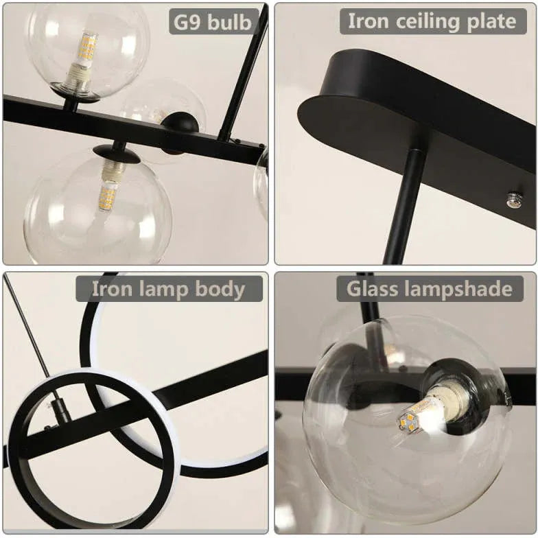 Lampadario lineare led sfere vetro - clowasit.com