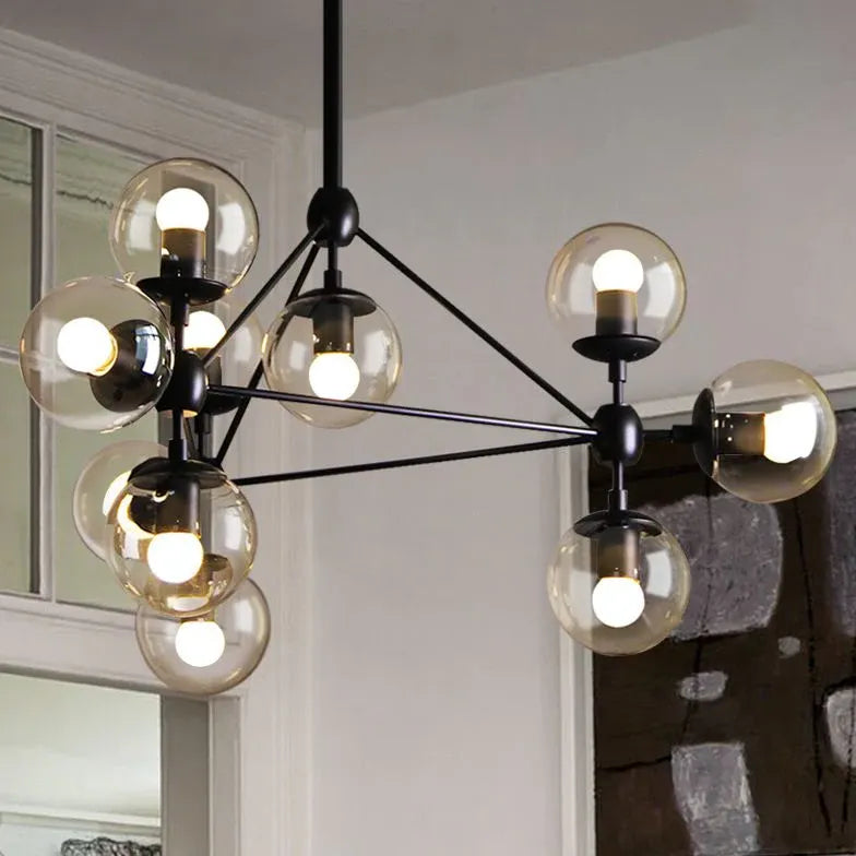 Lampadari sferici in vetro trasparente moderno - clowasit.com