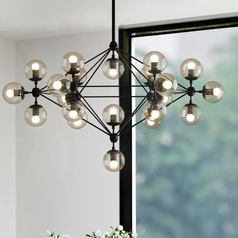 Lampadari sferici in vetro trasparente moderno - clowasit.com