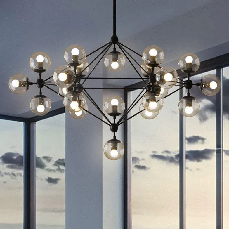 Lampadari sferici in vetro trasparente moderno - clowasit.com