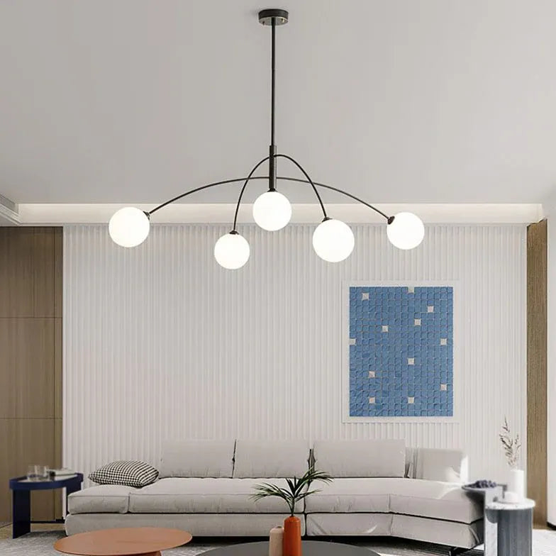Lampadario sferico in vetro bianco curvo - clowasit.com