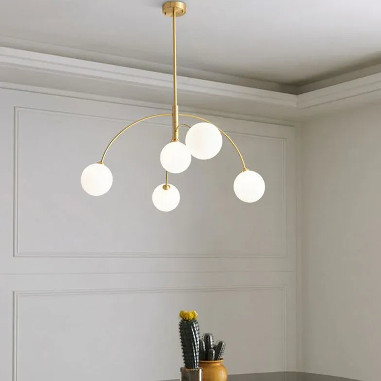 Lampadario sferico in vetro bianco curvo - clowasit.com