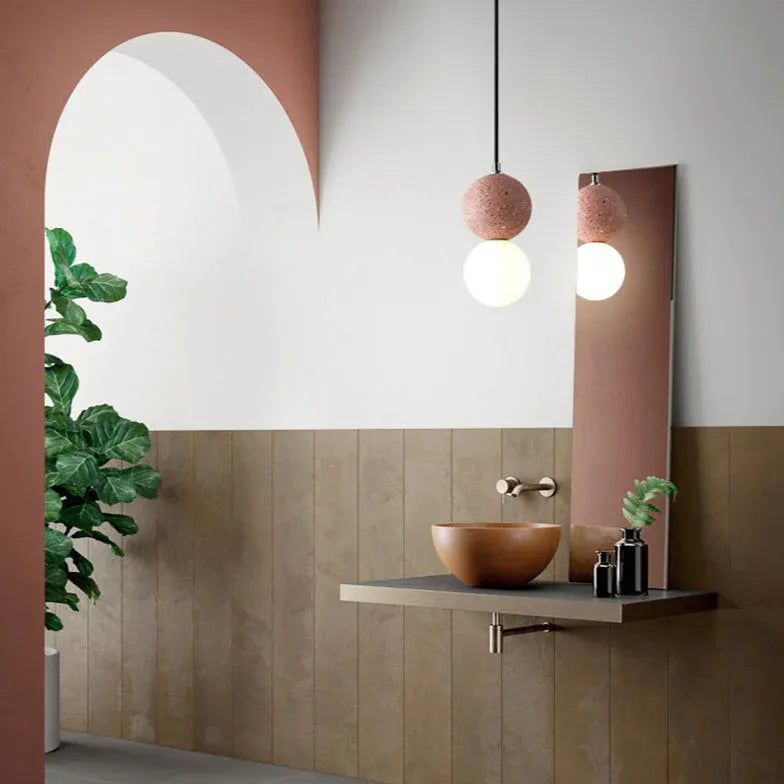 Lampadari moderni sfera LED in acqua terrazzo - clowasit.com
