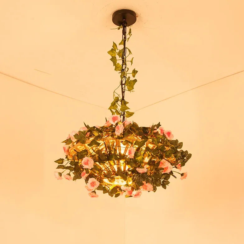Lampadario Grande Vintage con Fiori Eleganti - clowasit.com